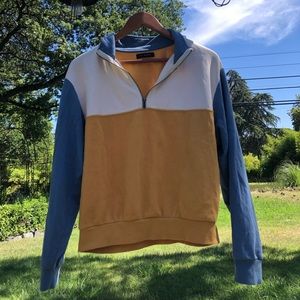 Size Small Blue and Yellow blocked quarter zip